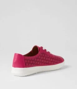 Zate Dark Fuchsia White Leather Sneakers -Lynx Shoes Shop SU12635P6CLE 4