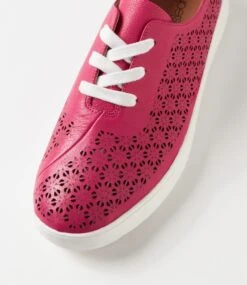 Zate Dark Fuchsia White Leather Sneakers -Lynx Shoes Shop SU12635P6CLE 5