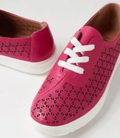 Zate Dark Fuchsia White Leather Sneakers -Lynx Shoes Shop SU12635P6CLE 6