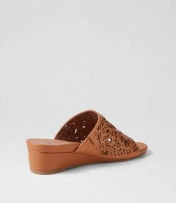 Great Dark Tan Leather Slides -Lynx Shoes Shop SU12676TCOLE 4