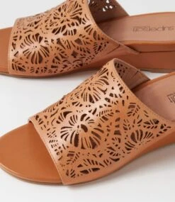 Great Dark Tan Leather Slides -Lynx Shoes Shop SU12676TCOLE 6