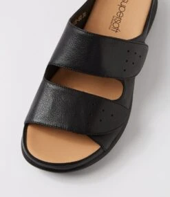 Lasshie Black Leather Slides -Lynx Shoes Shop SU12682B75LE 5