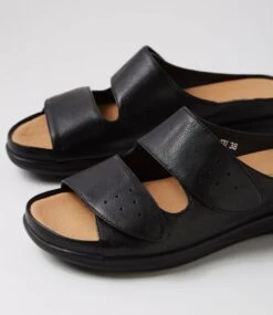 Lasshie Black Leather Slides -Lynx Shoes Shop SU12682B75LE 6