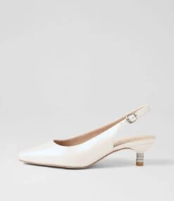 Lisas White Pearl Leather Heels