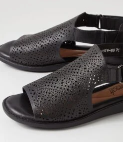 Sooner Black Leather Sandals -Lynx Shoes Shop SU12718B75LE 6