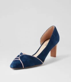 Nesting Navy Blush Suede Leather Heels -Lynx Shoes Shop SU12729PRHDD 3