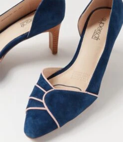 Nesting Navy Blush Suede Leather Heels -Lynx Shoes Shop SU12729PRHDD 6
