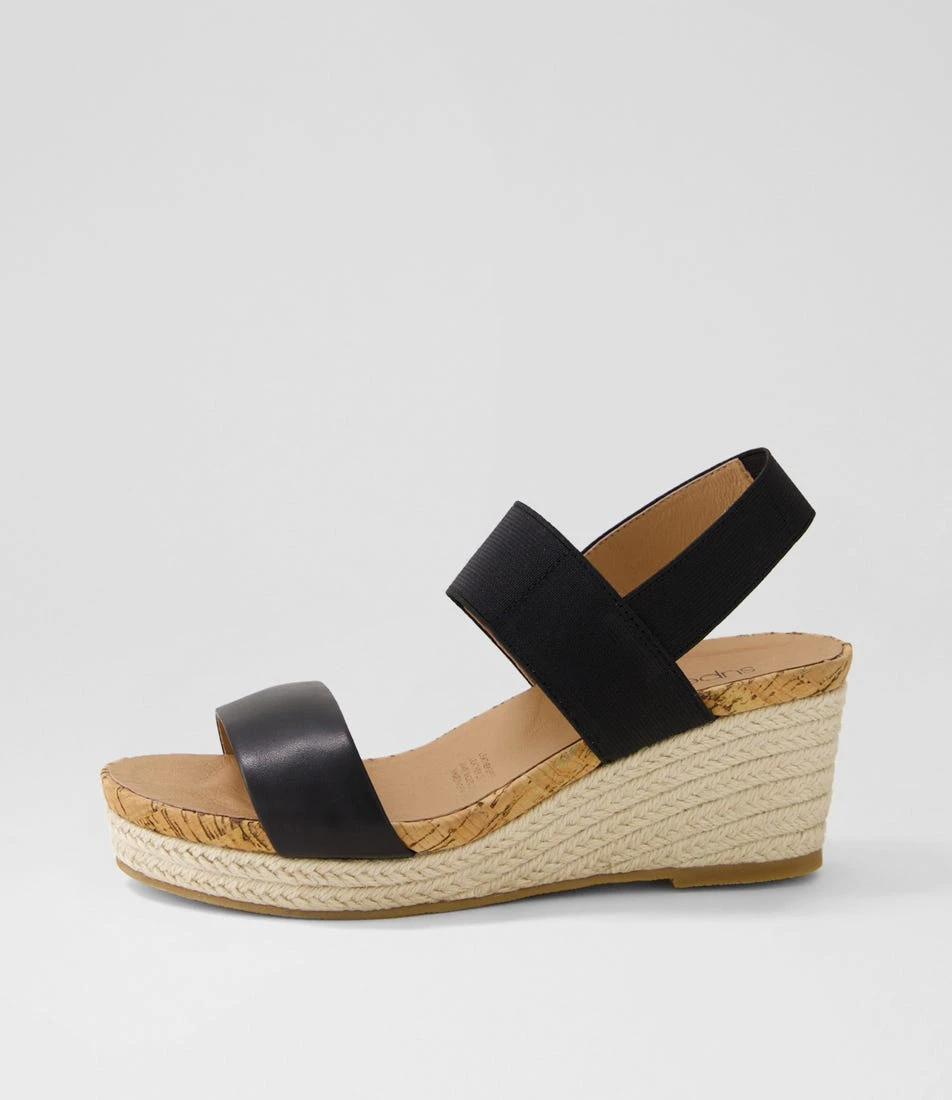 Chrissy Black Leather Elastic Sandals 3 Chrissy Black Leather Elastic Sandals