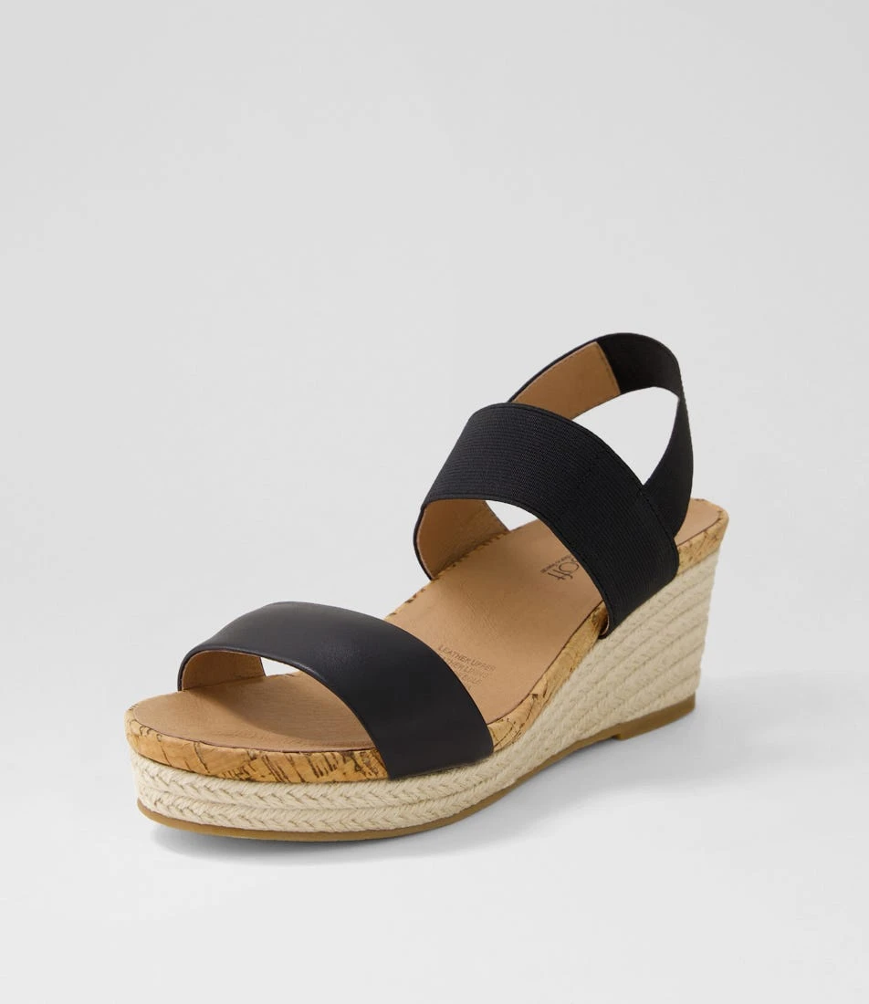Chrissy Black Leather Elastic Sandals 4 Chrissy Black Leather Elastic Sandals - Image 2