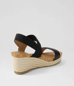 Chrissy Black Leather Elastic Sandals 9 Chrissy Black Leather Elastic Sandals -Lynx Shoes Shop SU12733BLA63 4