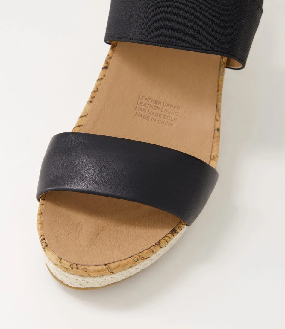 Chrissy Black Leather Elastic Sandals 6 Chrissy Black Leather Elastic Sandals - Image 4