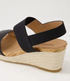 Chrissy Black Leather Elastic Sandals 11 Chrissy Black Leather Elastic Sandals -Lynx Shoes Shop SU12733BLA63 6