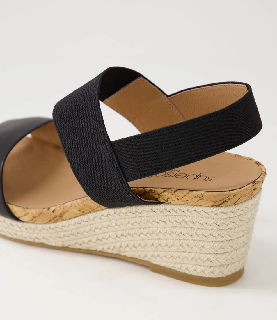 Chrissy Black Leather Elastic Sandals 7 Chrissy Black Leather Elastic Sandals - Image 5