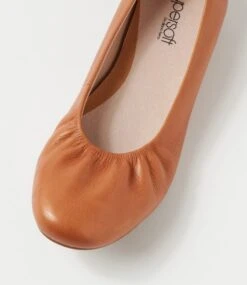 Clarissa Tan Leather Flat Shoes -Lynx Shoes Shop SU12760TANLE 5