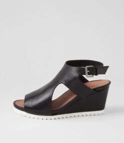 Bethys Black Leather Sandals
