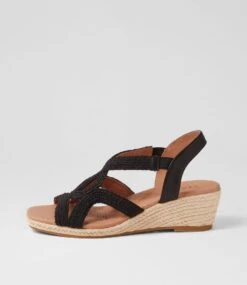 Zozee Black Rope Leather Espadrilles