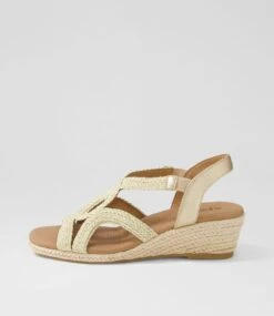 Zozee Gold Champagne Rope Leather Espadrilles