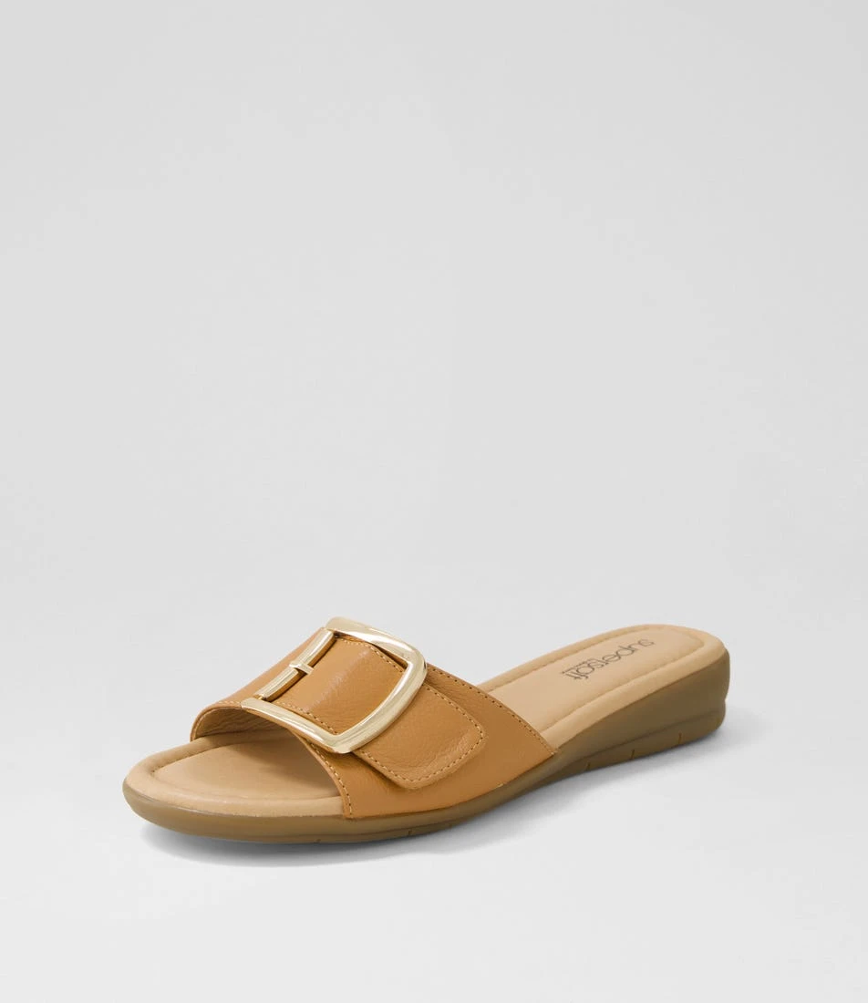 Fanitic Dark Tan Leather Slides 4 Fanitic Dark Tan Leather Slides - Image 2