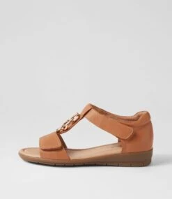 Forgives Dark Tan Leather Sandals