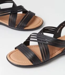 Fionas Black Leather Sandals -Lynx Shoes Shop SU12781B75LE 6