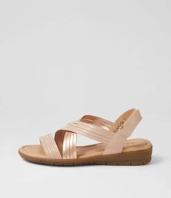 Fionas Warm Rose Gold Leather Sandals