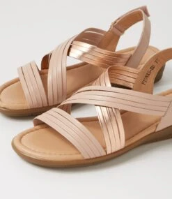 Fionas Warm Rose Gold Leather Sandals -Lynx Shoes Shop SU12781PSQLE 6