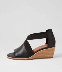Playa Black Natural Heel Leather Sandals
