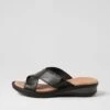 Bayrain Black Leather Slides