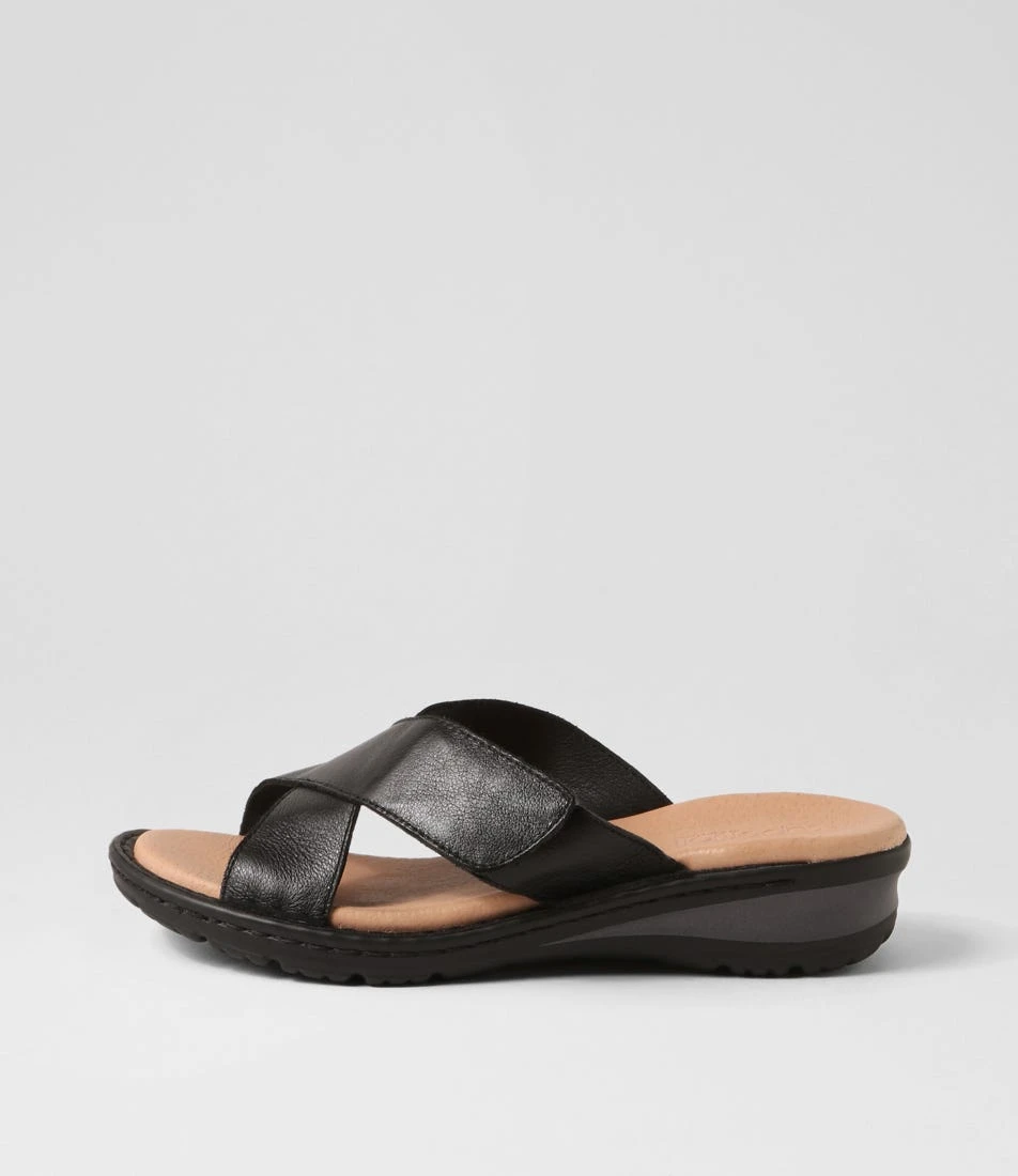 Bayrain Black Leather Slides 3 Bayrain Black Leather Slides