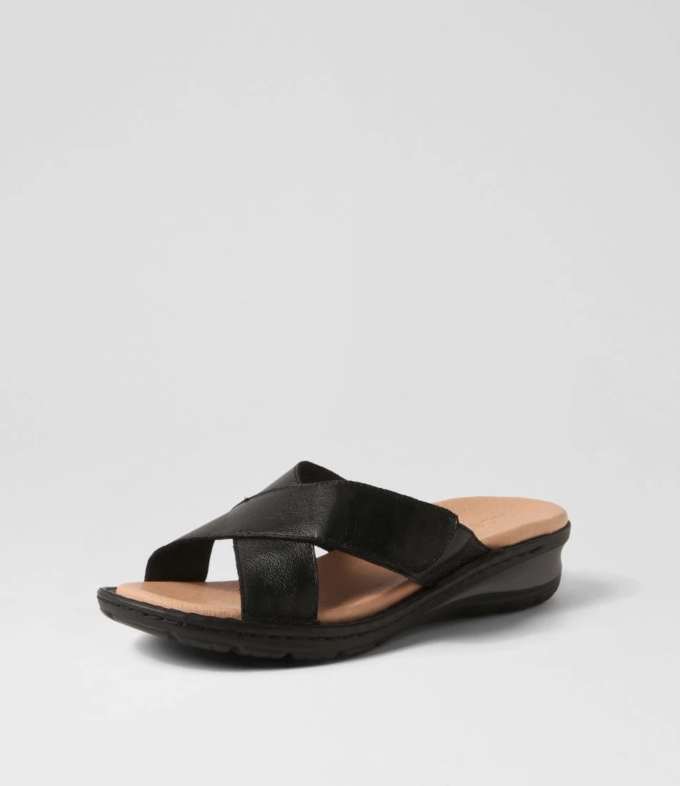 Bayrain Black Leather Slides 4 Bayrain Black Leather Slides - Image 2