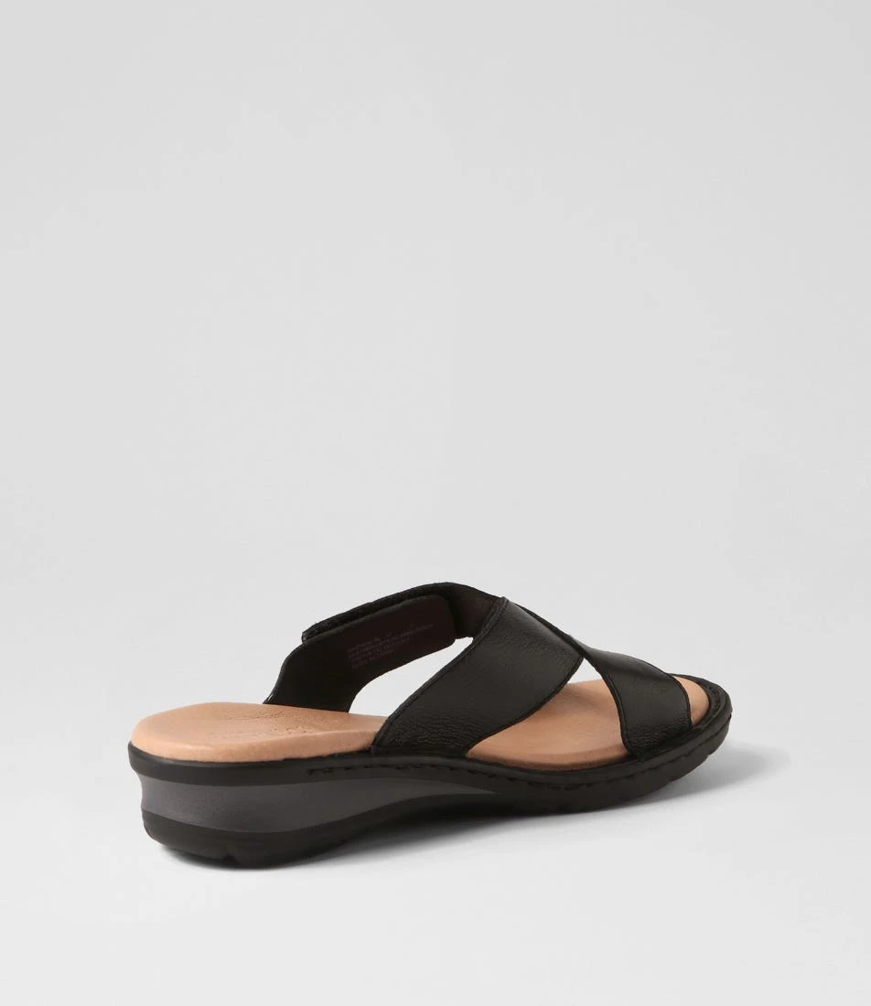 Bayrain Black Leather Slides 5 Bayrain Black Leather Slides - Image 3