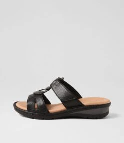 Bestie Black Leather Slides