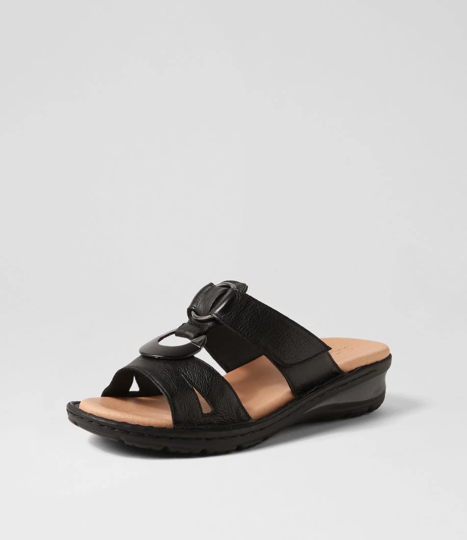 Bestie Black Leather Slides 4 Bestie Black Leather Slides - Image 2