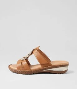 Brendy Dark Tan Gum Leather Sandals