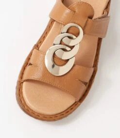 Brendy Dark Tan Gum Leather Sandals -Lynx Shoes Shop SU12820TUMLE 5