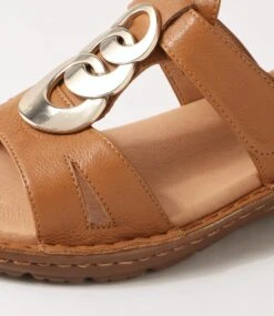 Brendy Dark Tan Gum Leather Sandals -Lynx Shoes Shop SU12820TUMLE 6