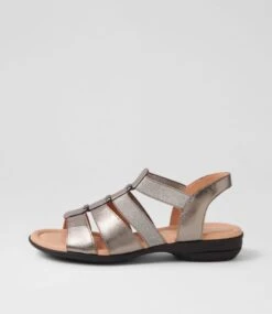Bennies Pewter Black Leather Sandals