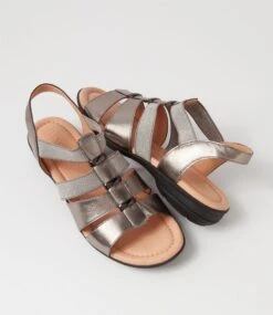 Bennies Pewter Black Leather Sandals -Lynx Shoes Shop SU12830MPJLE 6