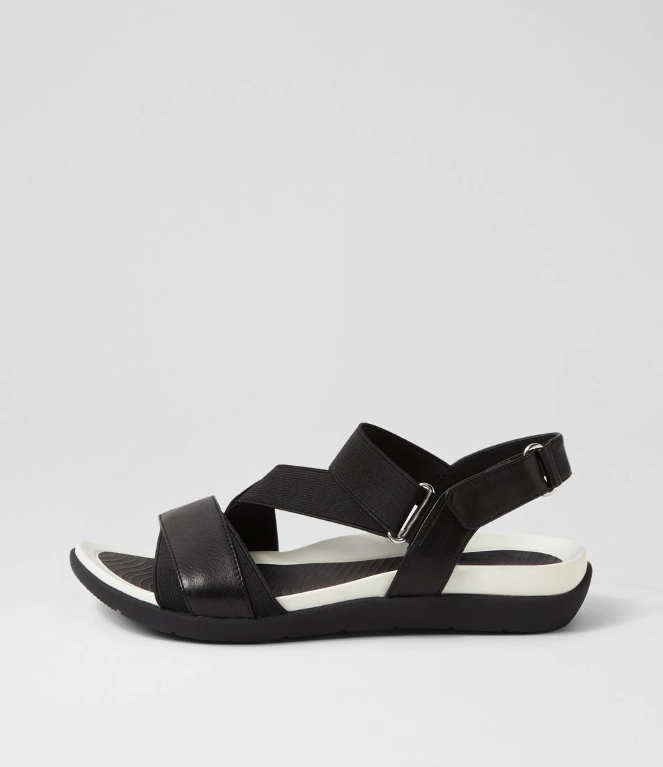 Exile Black Leather Elastic Sandals 3 Exile Black Leather Elastic Sandals