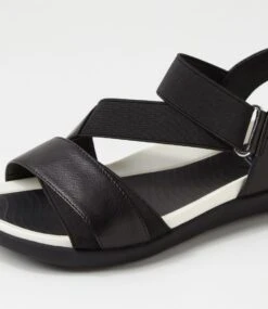 Exile Black Leather Elastic Sandals 11 Exile Black Leather Elastic Sandals -Lynx Shoes Shop SU12840B5863 6