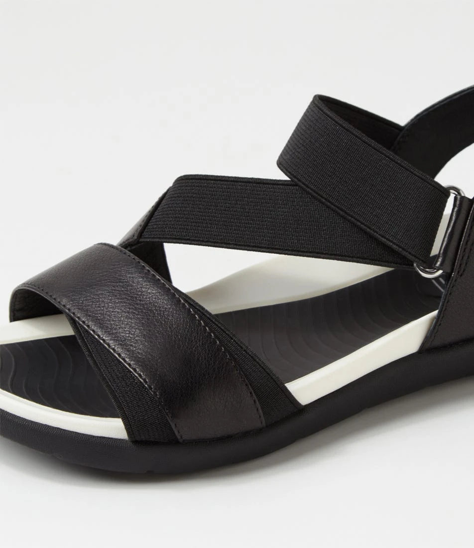 Exile Black Leather Elastic Sandals 7 Exile Black Leather Elastic Sandals - Image 5
