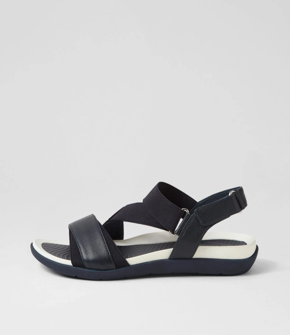 Exile Navy Leather Elastic Sandals 3 Exile Navy Leather Elastic Sandals