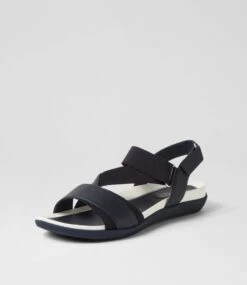 Exile Navy Leather Elastic Sandals 8 Exile Navy Leather Elastic Sandals -Lynx Shoes Shop SU12840DDH63 3