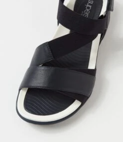 Exile Navy Leather Elastic Sandals 10 Exile Navy Leather Elastic Sandals -Lynx Shoes Shop SU12840DDH63 5