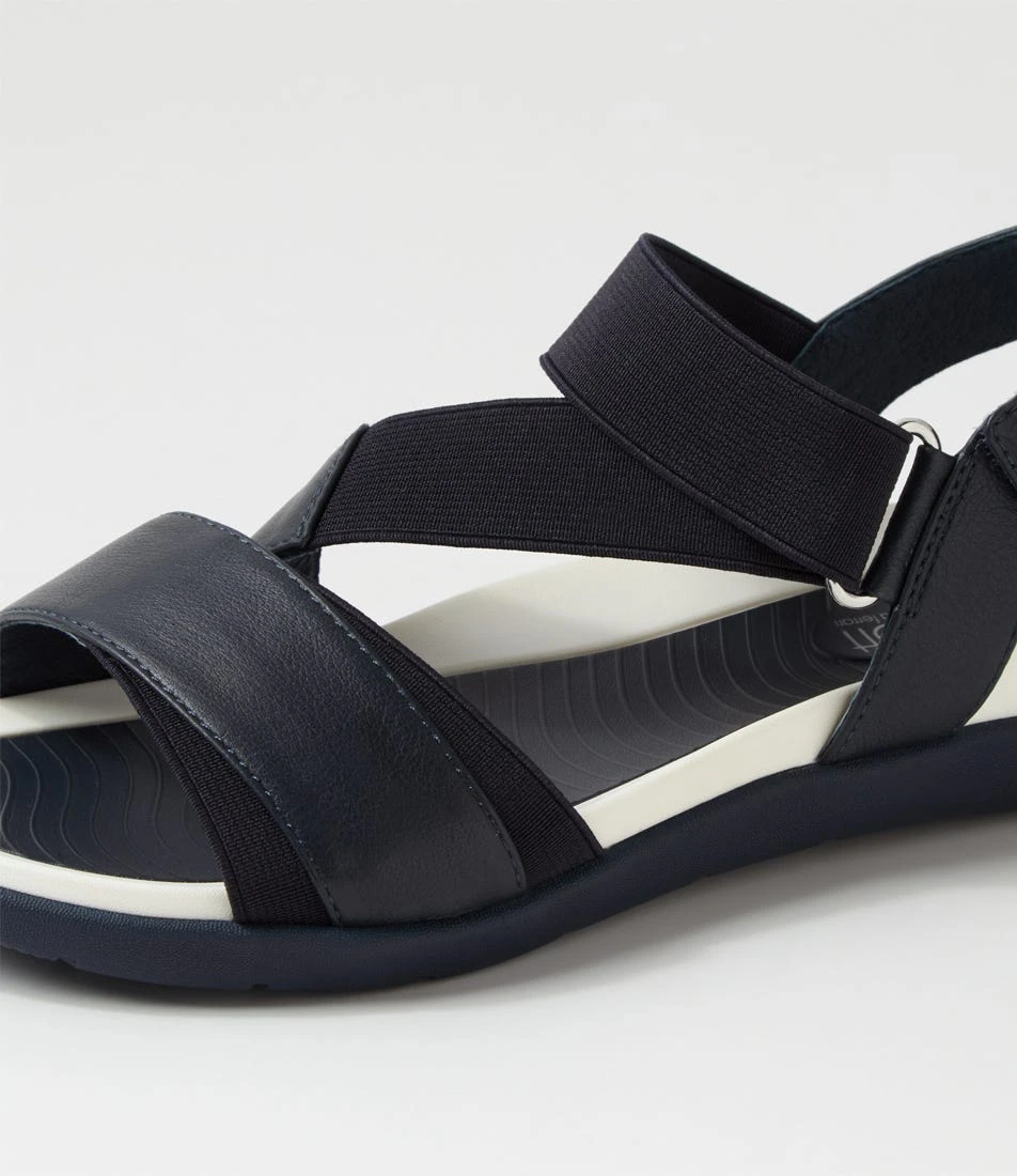 Exile Navy Leather Elastic Sandals 7 Exile Navy Leather Elastic Sandals - Image 5