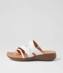 Mia2 White Gum Leather Slides