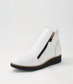 Ohmy White Black Patent Leather Ankle Boots -Lynx Shoes Shop TO11283W68PL 3