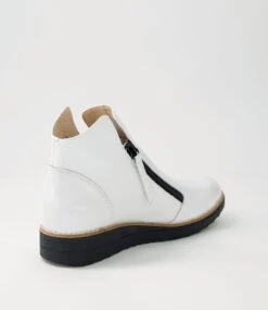 Ohmy White Black Patent Leather Ankle Boots -Lynx Shoes Shop TO11283W68PL 4