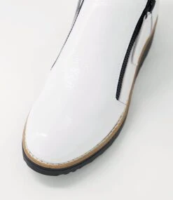 Ohmy White Black Patent Leather Ankle Boots -Lynx Shoes Shop TO11283W68PL 5