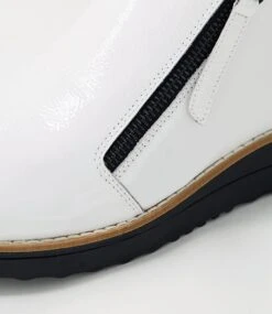 Ohmy White Black Patent Leather Ankle Boots -Lynx Shoes Shop TO11283W68PL 6